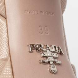 Pre Owned Prada Beige Leather Criss Cross Platform Sandals Size 39