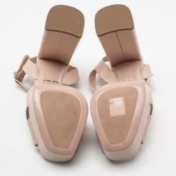 Pre Owned Prada Beige Leather Criss Cross Platform Sandals Size 39