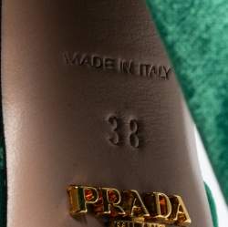 Pre Owned Prada Green Velvet Cross Strap Platform Ankle-Strap Sandals Size 38