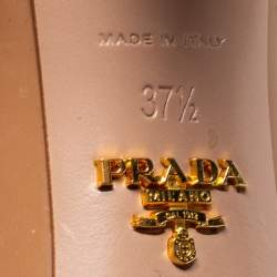 Pre Owned Prada Beige Patent Leather Peep Toe Pumps Size 37.5