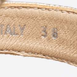 Pre Owned Prada Metallic Gold Saffiano Leather Criss Cross Platform Ankle Strap Sandals Size 38