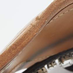 Pre Owned Prada Brown Leather Studded T Strap Sandals Size 38