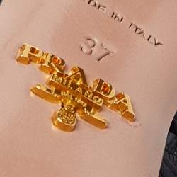 Pre Owned Prada Black Leather Peep Toe Platform Sandals  Size 37