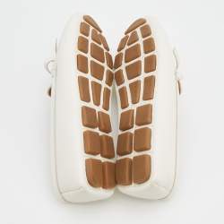 Pre Owned Prada White Leather Bow Loafers Size 37.5