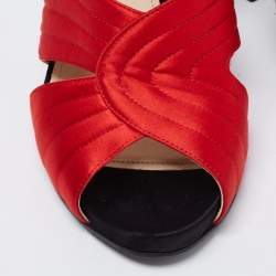 Prada Tri-Color Leather and Quilted Satin Ankle Strap Platform Sandals Size 40.5