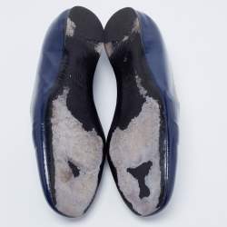 Pre Owned Prada Navy Blue Vernice Saffiano Leather Smoking Slippers Size 41.5