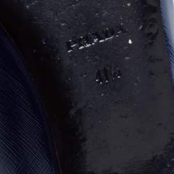 Pre Owned Prada Navy Blue Vernice Saffiano Leather Smoking Slippers Size 41.5