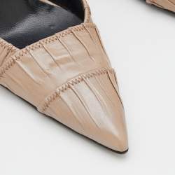 Pre Owned Prada Beige Pleated Leather Slingback Sandals Size 39