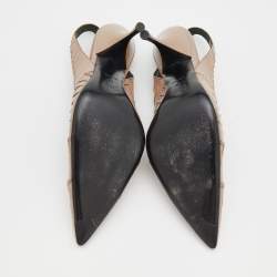 Pre Owned Prada Beige Pleated Leather Slingback Sandals Size 39