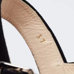 Pre Owned Prada Black Suede Criss Cross Ankle Strap Platform Sandals Size 37