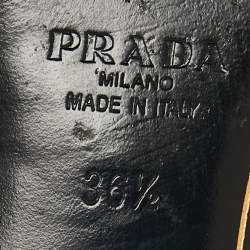 Pre Owned Prada Blue Patent Leather Crystal Embellished Bow Flat Slides Size 36.5