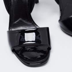 Prada Black Patent Leather Ankle Strap Sandals Size 40