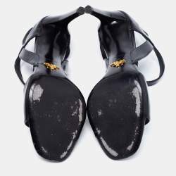 Prada Black Patent Leather Ankle Strap Sandals Size 40