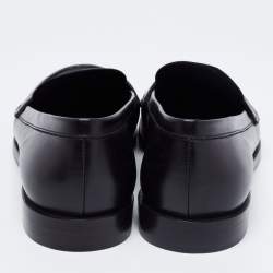 Pre Owned Prada Black Leather Penny Loafers Size 38.5