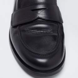 Pre Owned Prada Black Leather Penny Loafers Size 38.5