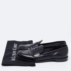 Pre Owned Prada Black Leather Penny Loafers Size 38.5