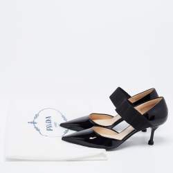 Pre Owned Prada Black Patent Leather and Elastic Mary Jane Pumps Size 38