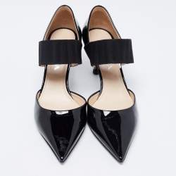 Pre Owned Prada Black Patent Leather and Elastic Mary Jane Pumps Size 38