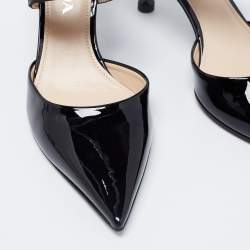 Pre Owned Prada Black Patent Leather and Elastic Mary Jane Pumps Size 38
