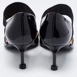 Pre Owned Prada Black Patent Leather and Elastic Mary Jane Pumps Size 38