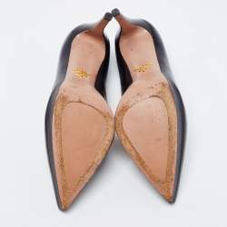 Pre Owned Prada Black Leather Pointed Toe Platform Pumps Size 37.5