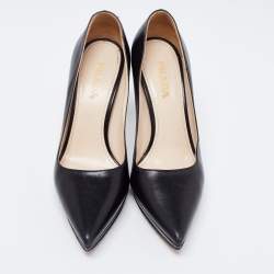 Pre Owned Prada Black Leather Pointed Toe Platform Pumps Size 37.5