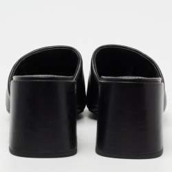 Pre Owned Prada Black Quilted Leather Block-Heel Slide Sandals Size 37