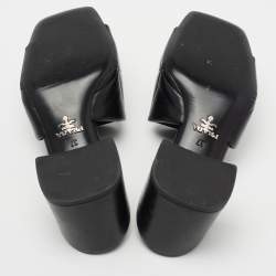 Pre Owned Prada Black Quilted Leather Block-Heel Slide Sandals Size 37