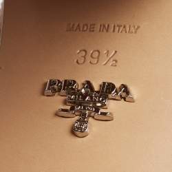 Pre Owned Prada Tan Leather Criss Cross Platform Ankle-Strap Sandals Size 39.5