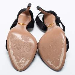 Pre Owned Prada Black Satin Slingback Sandals Size 37