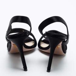 Pre Owned Prada Black Satin Slingback Sandals Size 37