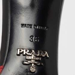 Prada Red/Black Pleated Leather Bow Slingback Pumps Size 36