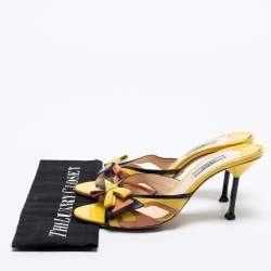 Prada Multicolor Patent Leather Bow Slide Sandals Size 39