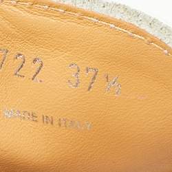 Pre Owned Prada White Leather Brogue Leather Wave Wingtip Platform Derby Sneakers Size 37.5