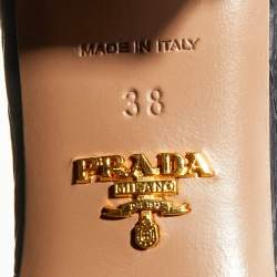 Pre Owned Prada Black Croc Embossed Leather Crystal Embellished Slide Sandals Size 38