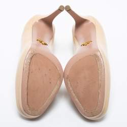 Prada Beige Patent Leather Platform Pumps Size 38