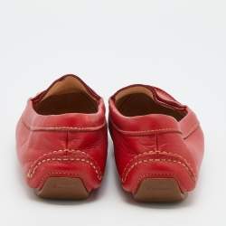 Pre Owned Prada Red Leather Penny Slip On Loafers Size 40