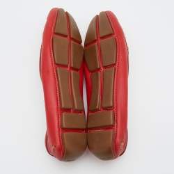 Pre Owned Prada Red Leather Penny Slip On Loafers Size 40