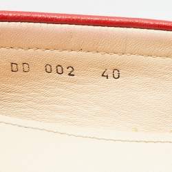Pre Owned Prada Red Leather Penny Slip On Loafers Size 40