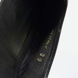 Pre Owned Prada Black Leather Triangle Logo Kitten Heel Slingback Sandals Size 39