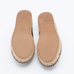 Pre Owned Prada Black Leather Bow Flat Espadrilles Size 38.5