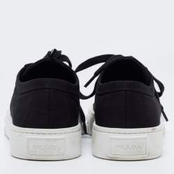 Pre Owned Prada Black Canvas Wheel Cassetta Low-Top Sneakers Size 37.5