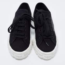Pre Owned Prada Black Canvas Wheel Cassetta Low-Top Sneakers Size 37.5