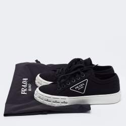 Pre Owned Prada Black Canvas Wheel Cassetta Low-Top Sneakers Size 37.5