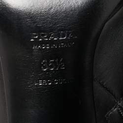Pre Owned Prada Black Leather Platform Ankle Boots Size 35.5