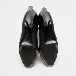 Pre Owned Prada Black Leather Platform Ankle Boots Size 35.5