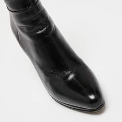 Pre Owned Prada Black Leather Platform Ankle Boots Size 35.5