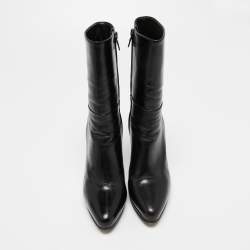 Pre Owned Prada Black Leather Platform Ankle Boots Size 35.5