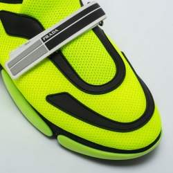 Prada Neon Green/Black Mesh Cloudbust Low Top Sneakers Size 40