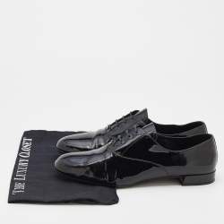 Pre Owned Prada Black Patent Leather Lace Up Oxfords Size 39.5